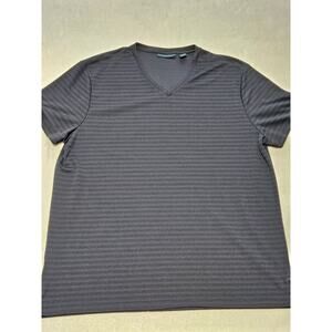 Perry Ellis Men's XL Navy Blue Short Sleeve V neck Active Shirt 100% Polyester